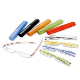 PUREgrey Randlose Lesebrille/Brille mit Etui in rot +1,0 Dioptrien