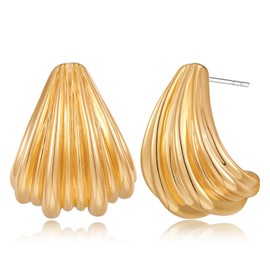 COORWEEL Gold Chunky Hoop Earring for Women Statement Shell Earrings Women Jewelry