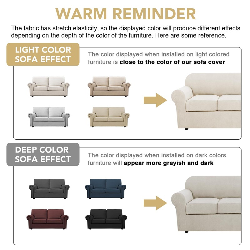 H.VERSAILTEX 3 Piece Stretch Sofa Covers for 2 Cushion Loveseat