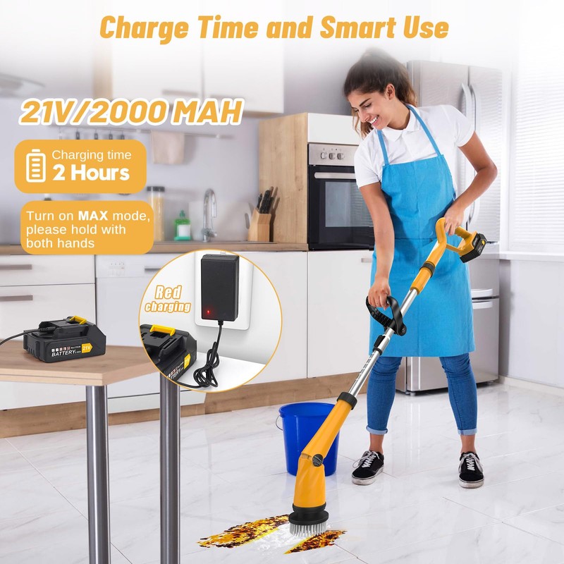Qimedo 1500 RPM Electric Spin Scrubber with Two Batteries Q2