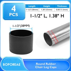 BOPOREAE 4 Pcs 1-1/2" Round Rubber Chair Leg Caps, PVC Table Leg Covers, Flexible & Anti-Slip Furniture Leg End Caps, Chair Leg Floor Protectors for Bar Stool Leg Patio Indoor, Black
