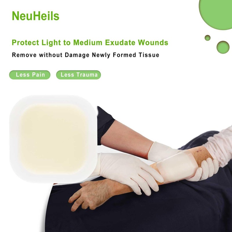 NeuHeils Hydrocolloid Adhesive Bandages, Hydrocolloid Wound Dressing with Border 4''x4''