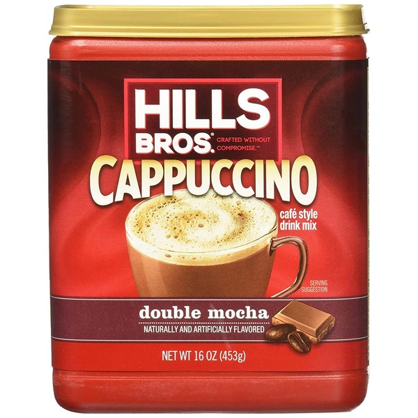 Hills Bros. Instant Cappuccino Mix, Double Mocha Cappuccino Mix – Easy to Use, Enjoy Coffeehouse Flavor from Home – Frothy, Decadent Cappuccino with a Deep, Rich Chocolate Flavor (16 Ounces)