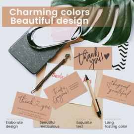 Ahvqevn 120 Pieces Exquisite Kraft Paper Thank You Cards for Small Business Thank You Cards, Gift Decoration Cards