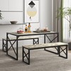 VECELO Kitchen Dining Table Set for 4, 55" Wood Rectangle