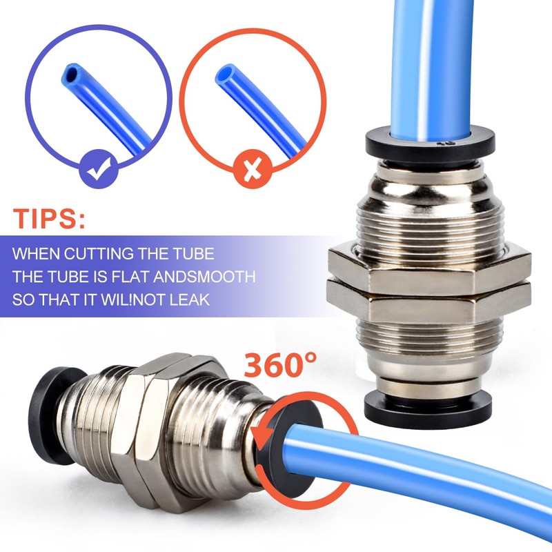 Bwintech 5 Pcs 8mm Bulkhead Union x 8mm Tube OD
