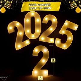 KatchOn, LED Light Up Numbers 2025-8.2 Inch, Light Up 2025 Sign | 2025 Number Light Up Sign for Happy New Year Decorations 2025 | LED New Years 2025 Sign for New Year Eve Party Supplies 2025