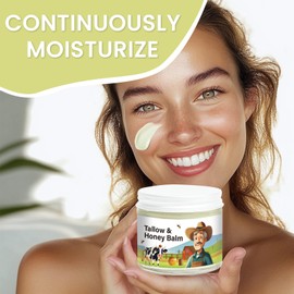 Tallow and Honey Balm, Nourishing Beef Tallow Skin Care for All Skin Types, Deep Hydration Beef Tallow Moisturizer, Long Lasting Tallow Face Cream for Face&Body, Grass - Fed Whipped Beef Tallow Balm