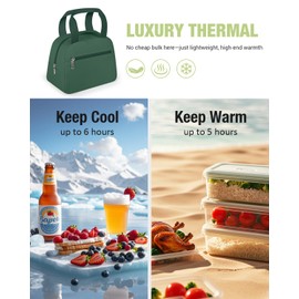 HORJONES Womens Lunch Bags for Work Cute Lunch Box Collapsible Reusable Lunch Tote Bag for Women Insulated Cooler for Commuting, Green 10-Can(8L)