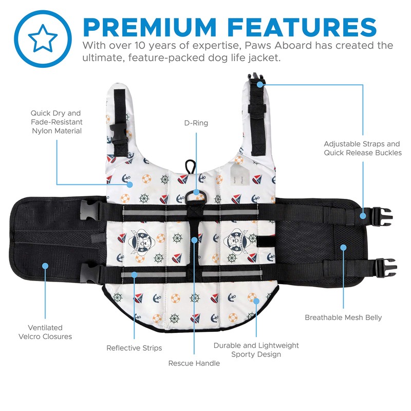 Paws Aboard Doggy Life Jacket Small-Nautical Dog