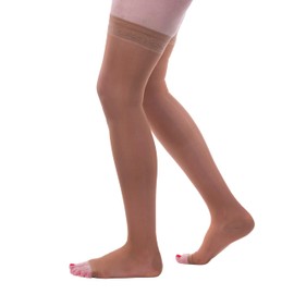 Allegro 20-30mmHg Essential 9 Sheer Compression Stockings - Thigh High, Open Toe, Compression Stockings for Women