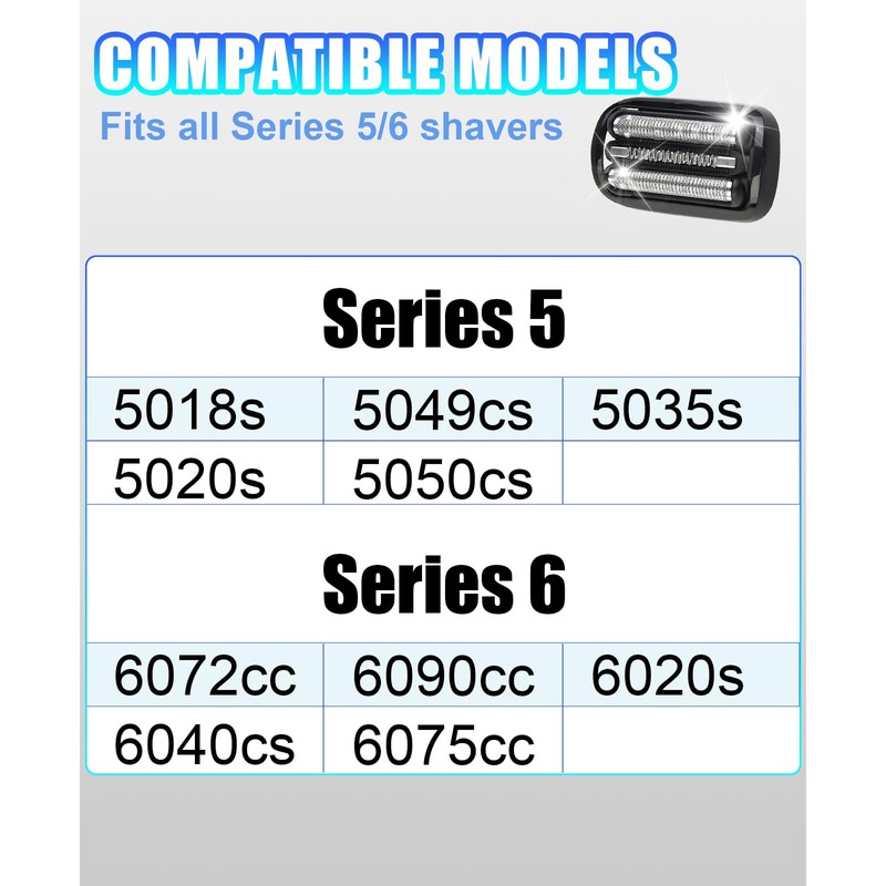 Series 5/6 53B Replacement Head Compatible with Bra*n Series 5/6