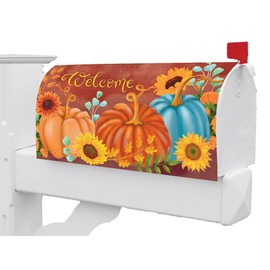 Welcome Fall Pumpkins Sunflowers Magnetic Mailbox Cover Only