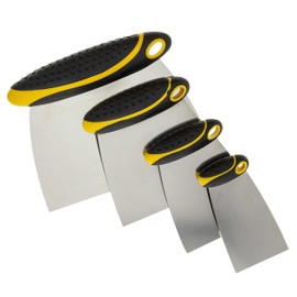 Custom Shop 4-Piece Carbon Spring Steel Body Filler Spreaders & Putty Scraper Set with Ergonomic Handles 2”, 3”, 4”, 6”