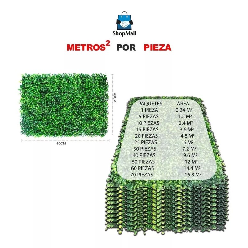 ShopoMall Muro Verde Follaje Artificial Sintético 15 Pzs