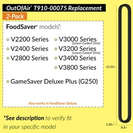 Upper and Lower Gasket Replacements for FoodSaver (2 Foam Gaskets) - Fits V2200, V2400, V2800, V3000, V3200 Series Vacuum Sealers (Replaces Food Saver T910-00075) by OutOfAir