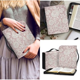 ZCFYGDX Bible Case for Girls William Morris Works Print Bible Cover with Bookmark PU Bible Bag Bible Carrying Case Ideal Christian Gifts Pink