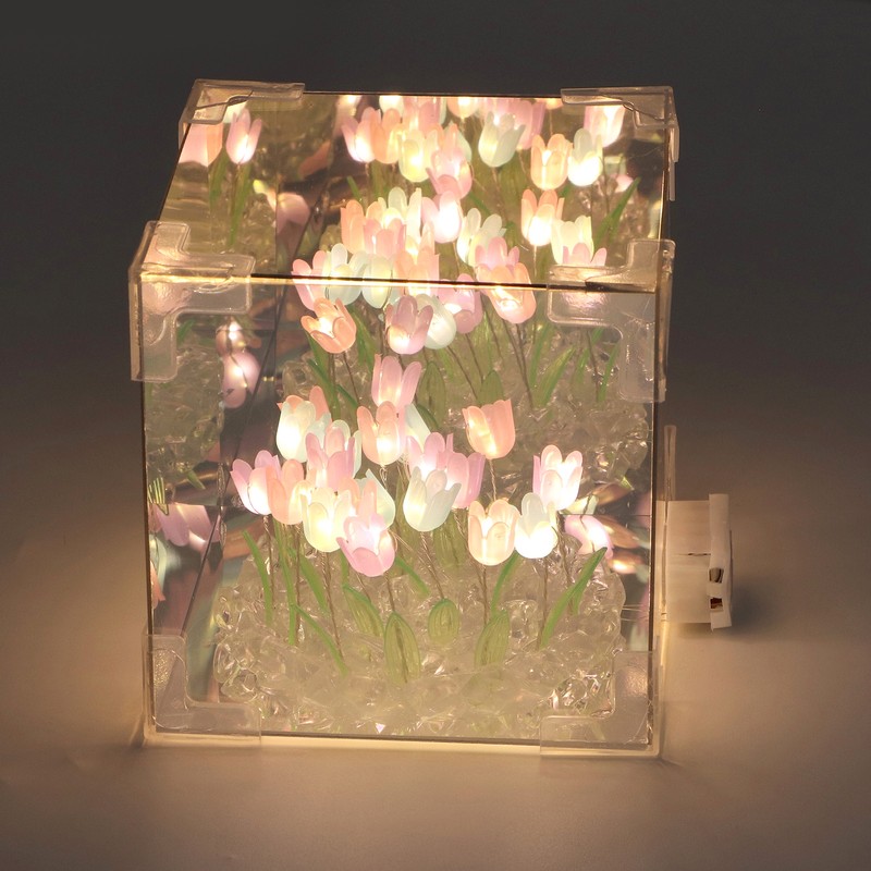 2 in 1 Tulip Cube Mirror Lamp LED Decorative Night
