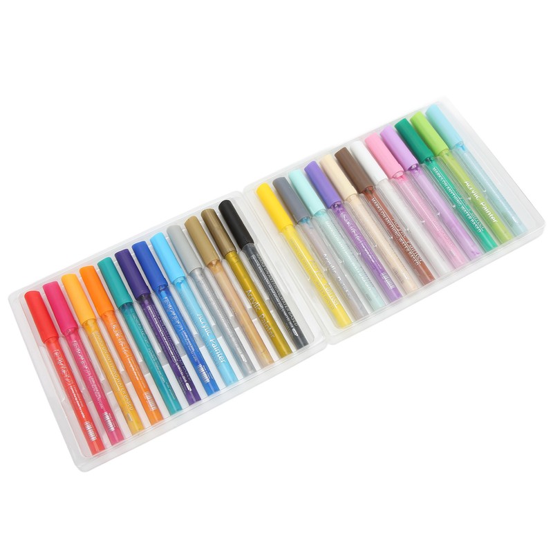 24Pcs Acrylic Paint Markers Multi Function Safe Nontoxic Moistureproof Quick