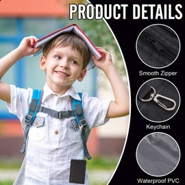 Lancry Children's Neck Pouch for Boys and Girls, Children's Wallet with Lanyard and Zip, Cute Wallet with Note Compartment and Coin Compartment, black, Casual