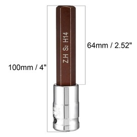 TOP-VIGOR 1/2" Drive x H14 (14mm) Allen Key Socket, Premium S2 Steel Bits, Hex Bit with 100mm Length for Torque Wrench, Ratchet Wrench, Impact Power Drills, Slide Bar