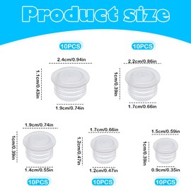 50 Pcs Salt & Pepper Shaker Stoppers,Reusable Clear Plastic Plugs (0.35" to 0.74" Diameter) for Shakers, Flower Pots, Bottles, Pipes & More