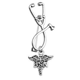 Medical Stethoscope Brooch Pins for Doctor Nurse Medical Students Medical Caduceus Gift For RN,PA,MA,LPN,LVP,NP,Vet (Copper BSN Brooch)