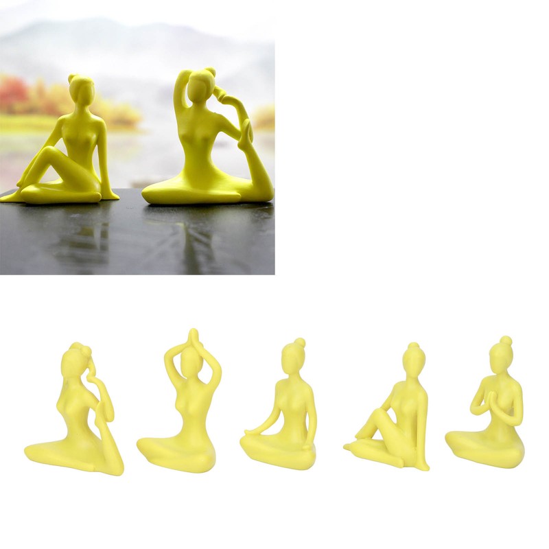5 Pcs Yoga Statue Simple Style Yellow Attractive Decorative Durable