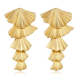 Elegant Gold or Silver Shell Dangle Earrings for Women - Great Summer Seashell Drop Earrings for Ocean Beach Vibes (Gold)
