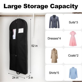 Elite Dance Gear 52-Inch Garment Bag for Travel & Storage Suit and Dress Carrier with 2 Pockets and Carry Handles Garment Covers Bags Perfect for Business Trips, Vacations, and Wedding (Black-1 Pack)