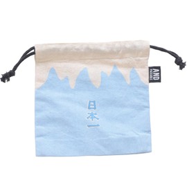 Anpackable 75809 Drawstring Pouch, Small Pouch, Travel, Inner Bag, Approx. 6.3 x 6.7 inches (16 x 17 cm), Japanese Pattern, Mt. Fuji Blue, Blue