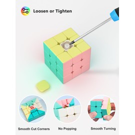 Vdealen Speed Cube Set, 2x2x2 3x3x3 Pyramid Magic Cube Set, Puzzle Cube Toys Birthday Party Christmas Stocking Stuffers Gift for Kids Teens Adults(Macaron Stickerless)