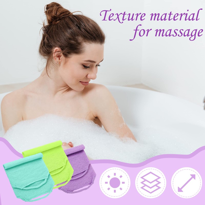 Exfoliating Back Scrubber with Handles 4 Packs Nylon Back Exfoliator