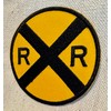 Railroad Crossing Road Sign Embroidered Patch Iron-On Train Railway RR