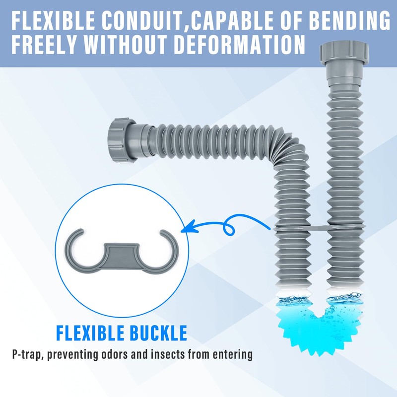 Cunsen Flexible Double sink drain kit for kitchen and Bathroom,