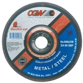 CGW 45007 6" Type 27 Quickie Cut Extra Thin Cut-Off Wheel Zirconia Aluminum Mix 60 Grit