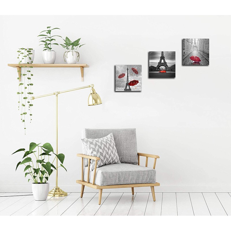 NAN Wind 3 Pcs Paris Canvas Prints Black and White