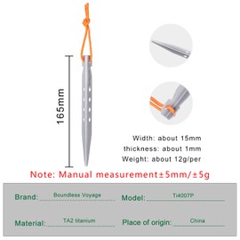 iBasingo V-shaped Titanium Pegs Ultralight Tent Stakes Pegs Portable Ground Nails Outdoor Camping Heavy Duty Tent Accessories Ti4007P (6 pieces/lot)