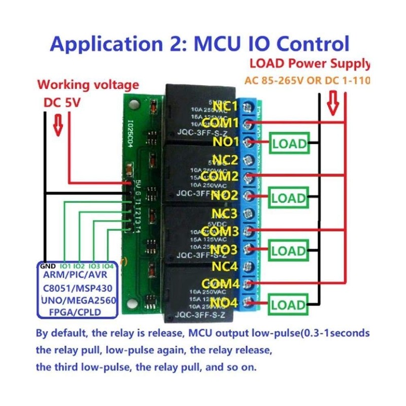 Regun 4 Channel 5V Flip-Flop Latch Relay, Relay Module Bistable