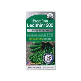 Premium Lecithin 1200 1200mg / 프리미엄 레시틴1200 1200mg x 60캡슐 대두 콜레스테롤 수치 개선 기초건강 유지, 60정, 1개