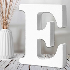 AOCEAN 6 Inch White Wood Letters Unfinished Wood Letters for Wall MAGA Decorative Standing Letters Slices Sign Board Decoration for Craft Home Party Projects (E)