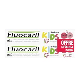 Fluocaril Kids Toothpaste Bi-Fluoré 3-6 Years, 2 x 50 ml - Strawberry