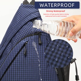 TurnWay Water-Proof Sling bag/Crossbody Backpack/Shoulder Bag with USB Charging Port for Travel, Hiking, Cycling, Camping (Blue Grid)