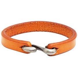 AZYOUNG Black Brown Orange Genuine Leather Bracelet for Young Girls Boys Easy S Hook Minimalist Narrow Bangle Cuff,21cm, One size, Leather