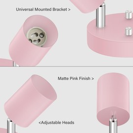 Bricosmocon 2 Light Track Lighting Fixtures Ceiling, Pink Round Directional Spotlight Fixtures, GU10 Flush Mount Ceiling Fixture, Adjustable Modern LED Track Light for Girl's Room, Bulb Not Included
