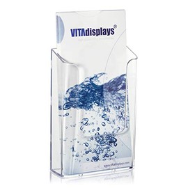 VITAdisplays® NE-107WA Wall Flyer Holder DIN Long / A6 (Postcard) Transparent