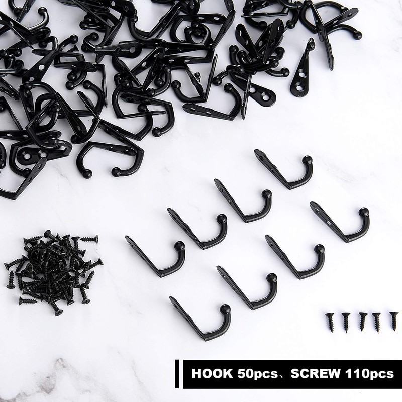100 Pieces Double Hole Wall Mounted Single Hook Robe Hooks