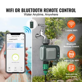 Happybuy WiFi Sprinkler Timer, Single Outlet, Smart Hose Faucet Water Timer with Brass Inlet, APP & Voice Control via 2.4Ghz WiFi, Compatible with Alexa & Google Assistant, IPX6 for Yard Watering