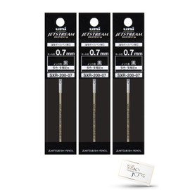 Mitsubishi Pencil, Oil-based Ballpoint Pen Refill, For Jetstream Prime Series, SXR-200-07, 0.03 inches (0.7 mm), Multi-Color Multi-functional [Prime Refill, 3 Black] sxr 20007 Original Index Card