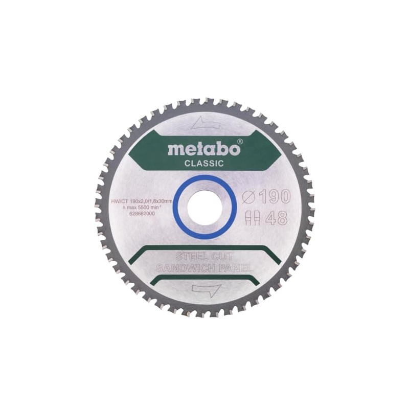 Metabo Saw Blade "Steel Cut/Sandwich Panel - Classic", Blade 190